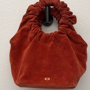 Frame Rust Suede Bag with Shoulder Strap